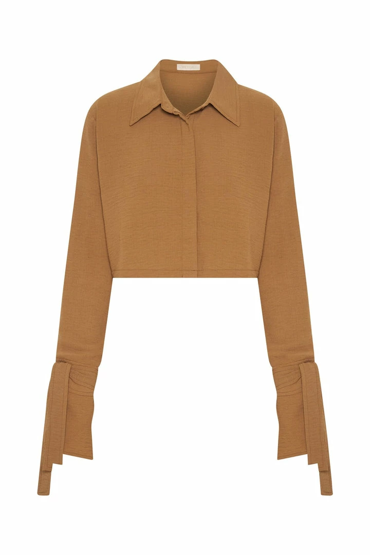 QNG Issy Cropped Shirt - Tan 9 QNG Issy Cropped Shirt - Tan