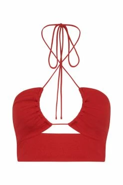 ROM Renee Wrap Over Ruched Top - Chilli Pepper