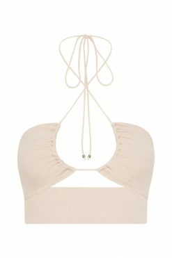 ROM Renee Wrap Over Ruched Top - Stone All Tops