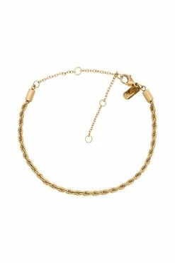 ZNY Bailey 14K Gold Plated Twisted Small Chain Bracelet/Anklet - Gold All Accessories
