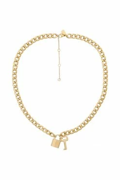 ZNY Shanese 14K Gold Plated Lock And Key Necklace - Gold All Accessories
