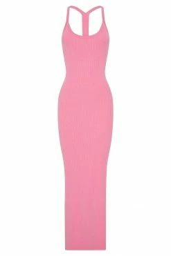 SOP Yasamin Halter Knit Maxi Dress - Bright Pink