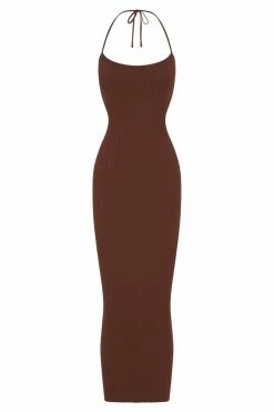 EMS DRESSES Morgan Halter Knit Midi Dress - Chocolate 25 EMS DRESSES Morgan Halter Knit Midi Dress - Chocolate