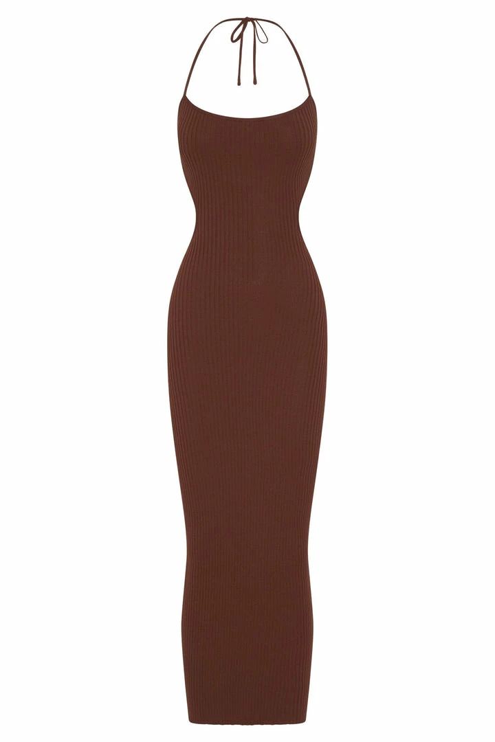 EMS DRESSES Morgan Halter Knit Midi Dress - Chocolate 13 EMS DRESSES Morgan Halter Knit Midi Dress - Chocolate
