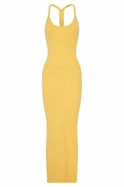 SOP DRESSES Yasamin Halter Knit Maxi Dress - Yellow