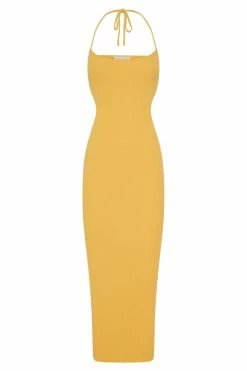 EMS Morgan Halter Knit Midi Dress - Yellow
