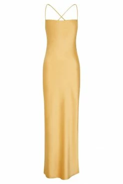 WNT DRESSES Sydney Straight Neck Slip Maxi Dress - Yellow