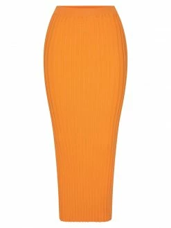 EMS Crystal Ribbed Midaxi Skirt - Orange All Bottoms