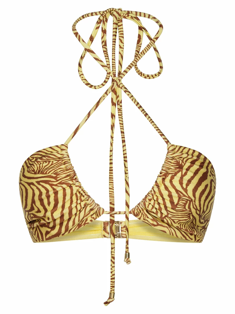 GLD MESHKI SWIM Willow Ruched Drawstring Bikini Top - Yellow Zebra 11 GLD MESHKI SWIM Willow Ruched Drawstring Bikini Top - Yellow Zebra