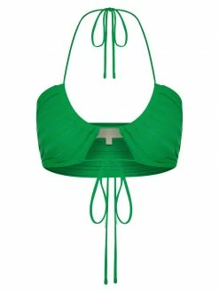 EMS Stacey Ruched Knit Halter Top - Green