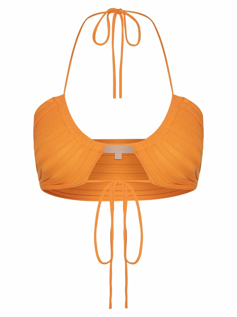 EMS All Tops Stacey Ruched Knit Halter Top - Orange 8 EMS All Tops Stacey Ruched Knit Halter Top - Orange