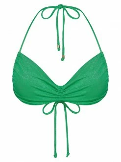 GLD Annie Ruched Bust Bikini Top - Green Sparkle