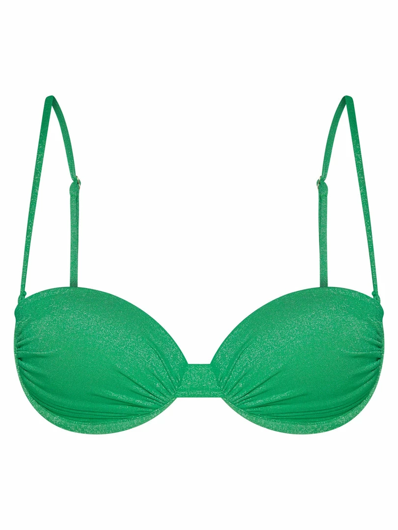 GLD Luca Ruched Balconette Bikini Top - Green Sparkle 8 GLD Luca Ruched Balconette Bikini Top - Green Sparkle