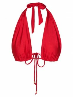 GLD MESHKI SWIM Macy Halter Tie Bikini Top - Red