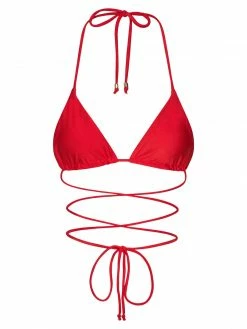 GLD Ariel Triangle Tie Up Bikini Top - Red MESHKI SWIM