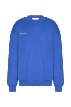 QNG Jaz Oversized Fleeceback Crew Neck Jumper - Cobalt Blue Unisex