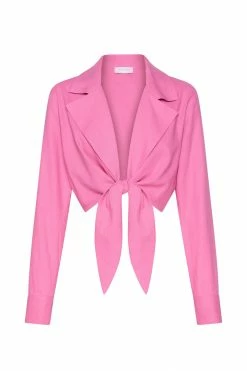 WNT Priscilla Tie Front Linen Crop Top - Candy Pink All Tops 25 WNT Priscilla Tie Front Linen Crop Top - Candy Pink All Tops