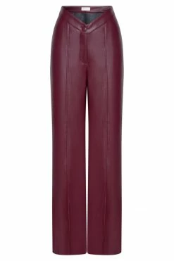 WNT Kamora Faux Leather Wide Leg Pants - Wine Two Piece Sets 25 WNT Kamora Faux Leather Wide Leg Pants - Wine Two Piece Sets