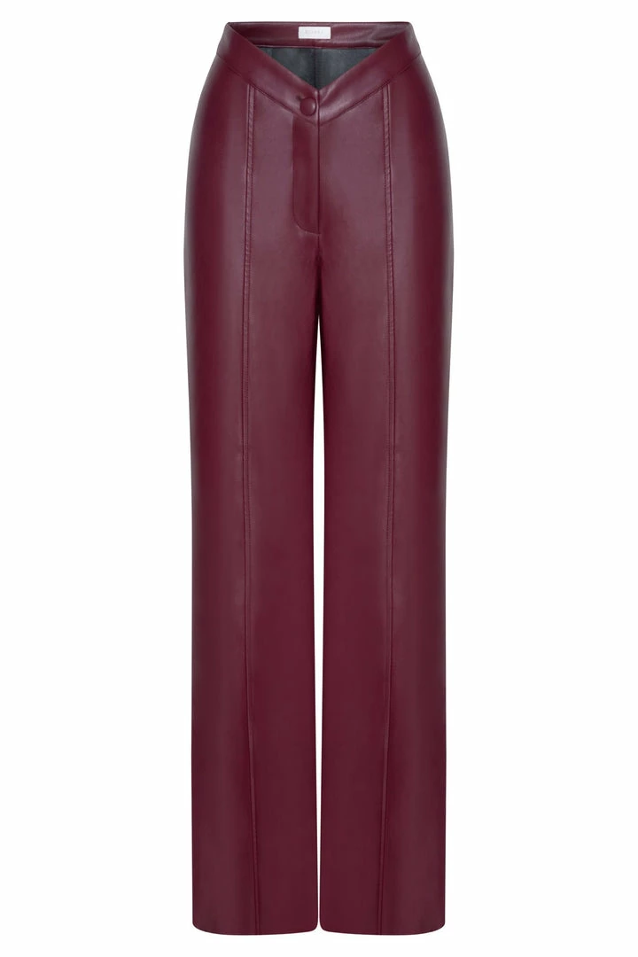 WNT Kamora Faux Leather Wide Leg Pants - Wine Two Piece Sets 13 WNT Kamora Faux Leather Wide Leg Pants - Wine Two Piece Sets