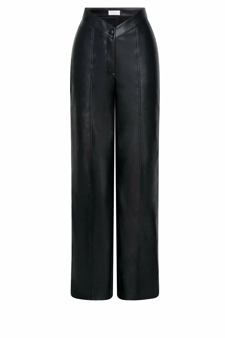 WNT Kamora Faux Leather Wide Leg Pants - Black Two Piece Sets 10 WNT Kamora Faux Leather Wide Leg Pants - Black Two Piece Sets