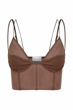 GZH Angelique Demi Cup Mesh Bustier - Chocolate All Tops 23 GZH Angelique Demi Cup Mesh Bustier - Chocolate All Tops