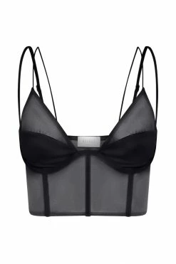 GZH Angelique Demi Cup Mesh Bustier - Black