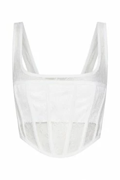 WNT All Tops Delaney Lace Corset Bustier - White