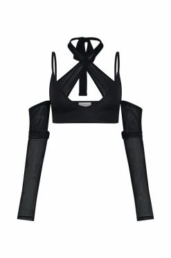 GZH Carmen Mesh Cut Out Crop Top - Black 17 GZH Carmen Mesh Cut Out Crop Top - Black