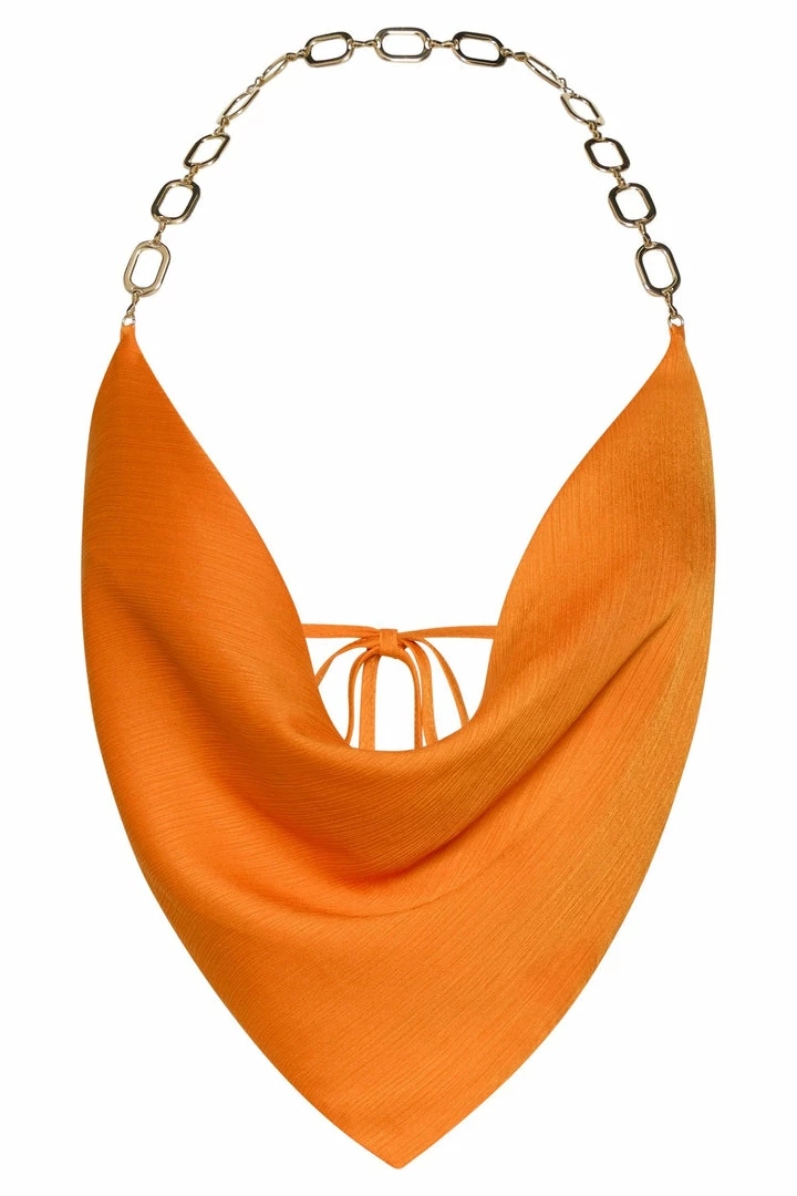 WNT Brianna Cowl Gold Chain Top - Mandarin Two Piece Sets 8 WNT Brianna Cowl Gold Chain Top - Mandarin Two Piece Sets