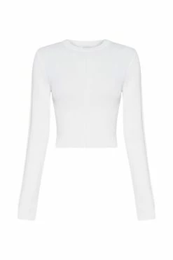 EMS All Tops Nada Pintuck Detail Knitted Top - White