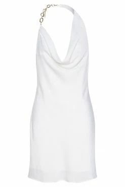 WNT DRESSES Elodie Cowl Front Chain Mini Dress - White