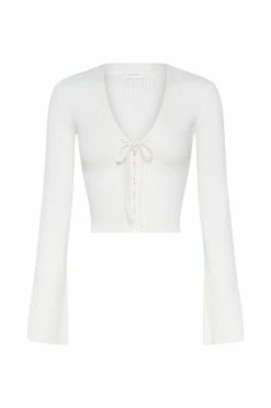 SOP Gemima Lace Up Knit Crop Top - Cream