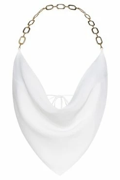 WNT Brianna Cowl Gold Chain Top - White