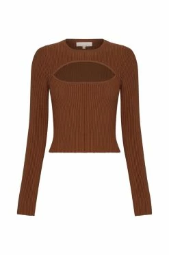 EMS All Tops Nala Knitted Rib Shrug Crop Top - Tan