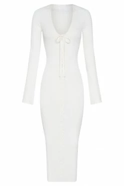 SOP Annika Lace Up Knit Midi Dress - Cream DRESSES 17 SOP Annika Lace Up Knit Midi Dress - Cream DRESSES