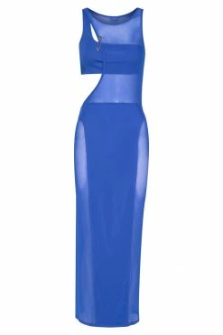 GZH Chelsea Sleeveless Mesh Cut Out Midi Dress - Cobalt Blue 15 GZH Chelsea Sleeveless Mesh Cut Out Midi Dress - Cobalt Blue