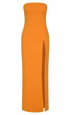 QNG DRESSES Rachel Maxi Split Front Dress - Mandarin