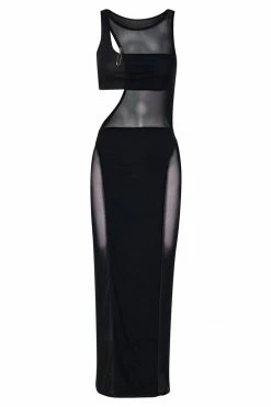 GZH Chelsea Sleeveless Mesh Cut Out Midi Dress - Black DRESSES 13 GZH Chelsea Sleeveless Mesh Cut Out Midi Dress - Black DRESSES