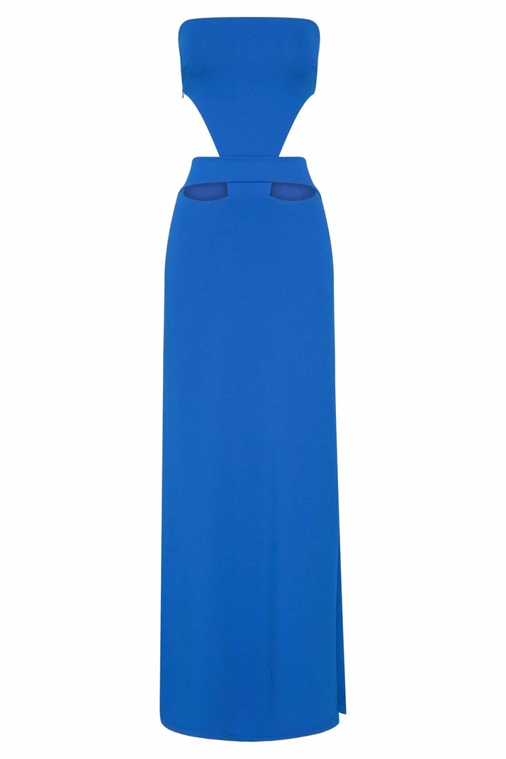 AMC Marissa Strapless Maxi Dress With Waist Tie - Cobalt Blue DRESSES 9 AMC Marissa Strapless Maxi Dress With Waist Tie - Cobalt Blue DRESSES