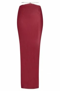 JLW Dayana Diamante Maxi Skirt - Wine Two Piece Sets