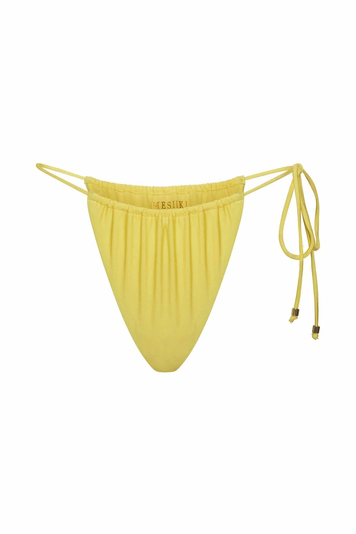 GLD MESHKI SWIM Andie Ruched String Side Bikini Brief - Canary Yellow 7 GLD MESHKI SWIM Andie Ruched String Side Bikini Brief - Canary Yellow