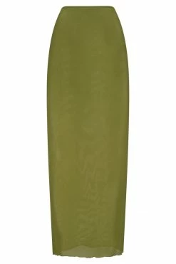 ROM Natalia Mesh Midi Skirt - Olive