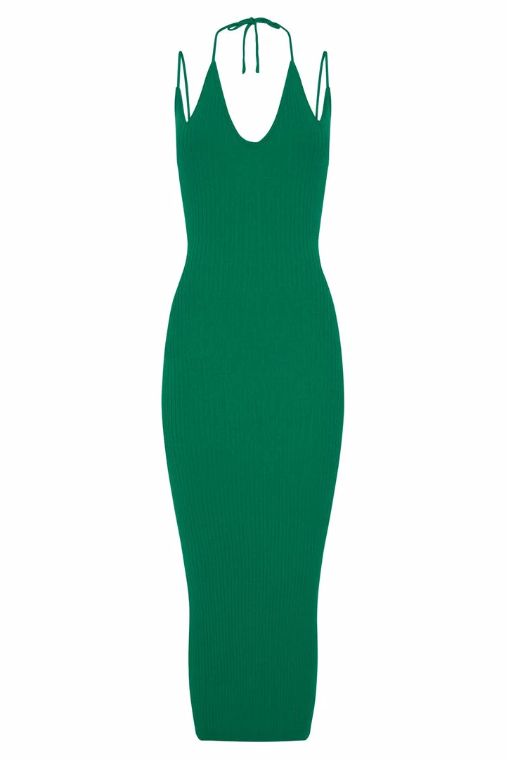 SOP Leslie Two Strap Detail Knit Midi Dress - Green DRESSES 7 SOP Leslie Two Strap Detail Knit Midi Dress - Green DRESSES