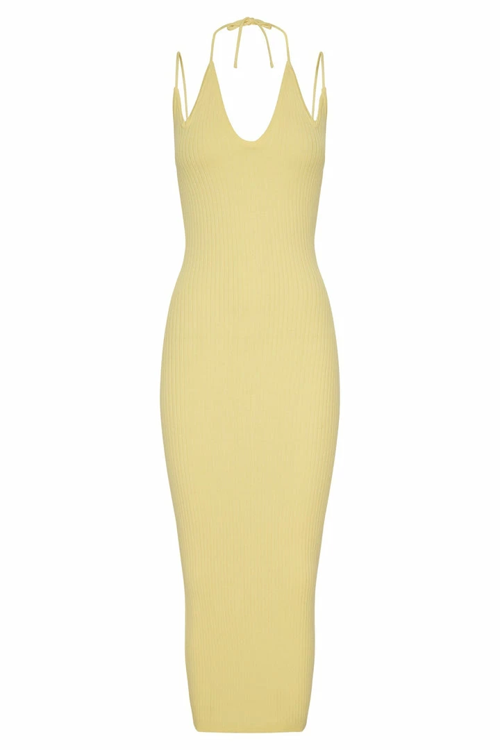 SOP Leslie Two Strap Detail Knit Midi Dress - Yellow 8 SOP Leslie Two Strap Detail Knit Midi Dress - Yellow