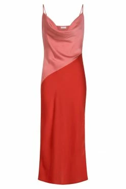 WNT Maya Satin Colour Block Midi Dress - Pink DRESSES