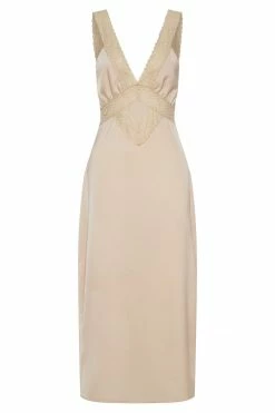 WNT DRESSES Kristin Lace Cut Out Midi Dress - Champagne 13 WNT DRESSES Kristin Lace Cut Out Midi Dress - Champagne