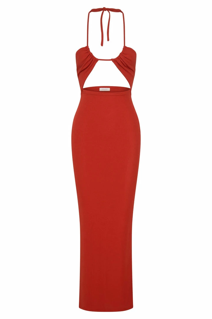 ROM Maddie Ribbed Drawstring Midi Dress - Red DRESSES 7 ROM Maddie Ribbed Drawstring Midi Dress - Red DRESSES