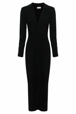 WXI Jemima Jersey Ruched Midi Dress - Black DRESSES 13 WXI Jemima Jersey Ruched Midi Dress - Black DRESSES