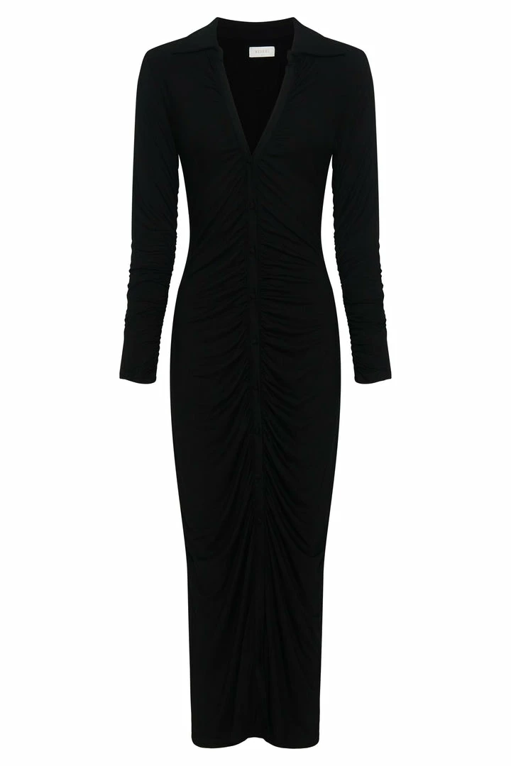 WXI Jemima Jersey Ruched Midi Dress - Black DRESSES 7 WXI Jemima Jersey Ruched Midi Dress - Black DRESSES