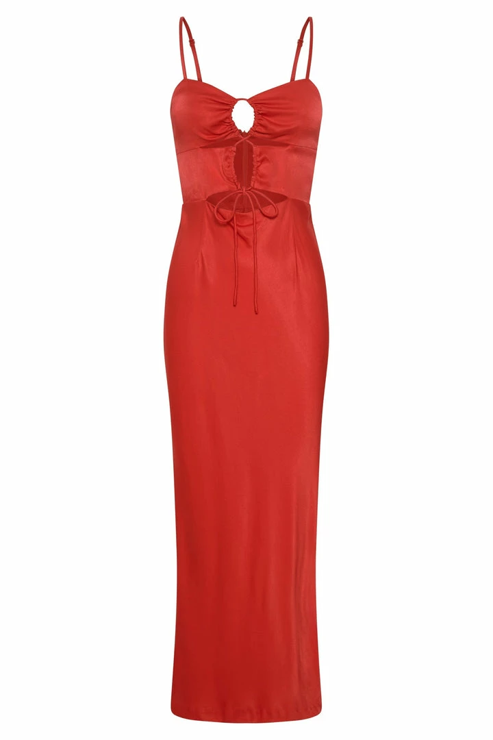 JLW Cassie Ruched Cut Out Maxi Dress - Red 7 JLW Cassie Ruched Cut Out Maxi Dress - Red